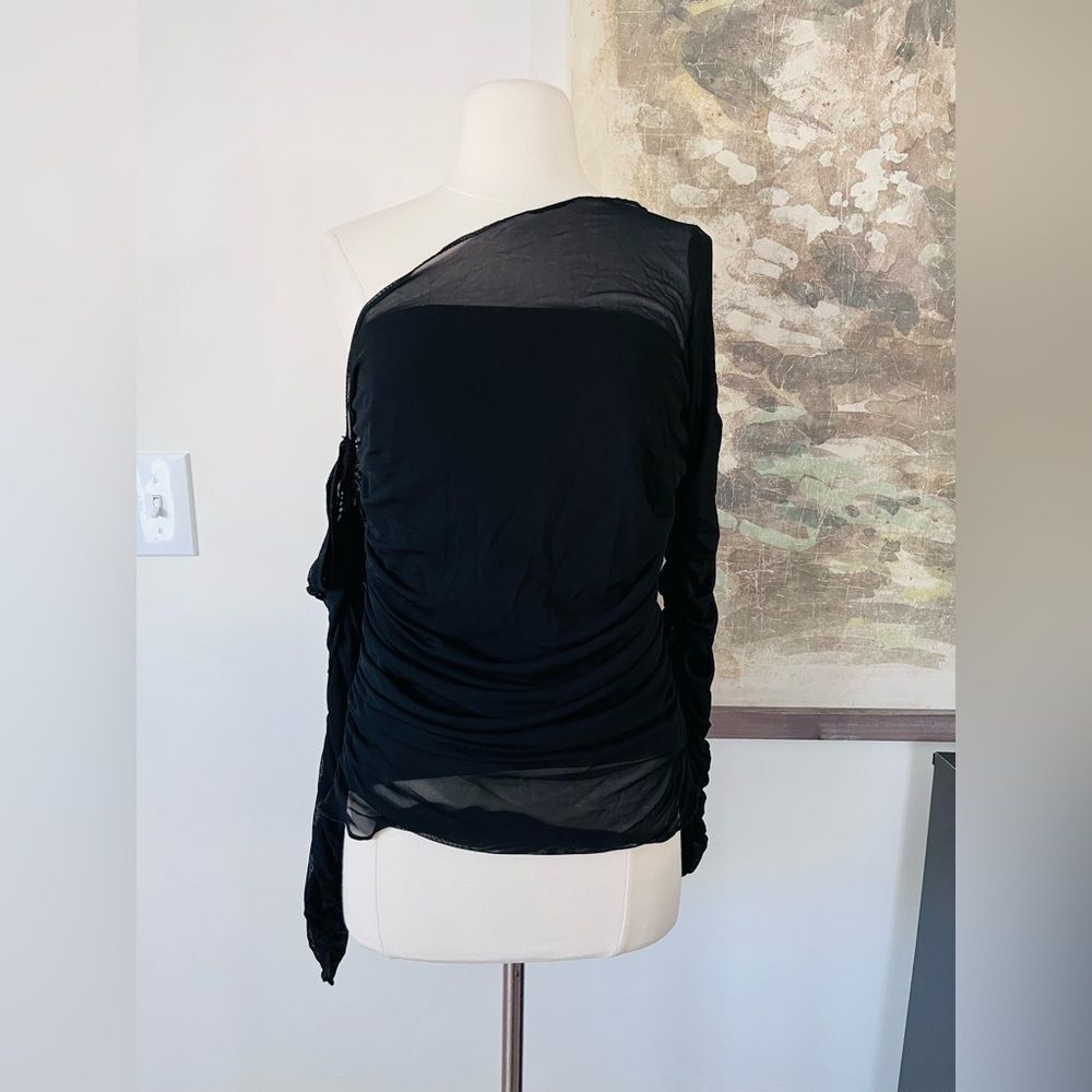 Anthropologie One-Shoulder Sheer Top Size Medium NWOT - Picture 2 of 11